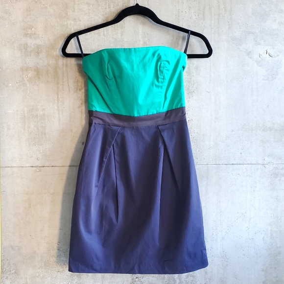 French Connection / Wizard Colour Block Dress in Navy and Green / Size 0-2 - Picture 1 of 6